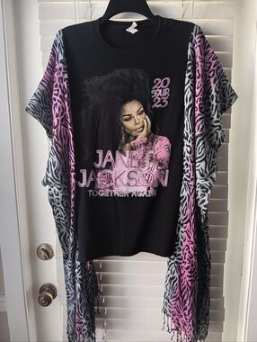 Upcycled Janet Jackson 2023 Tour Graphic Tshirt Poncho